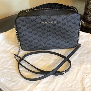 Michael Kors black monogram crossbody purse